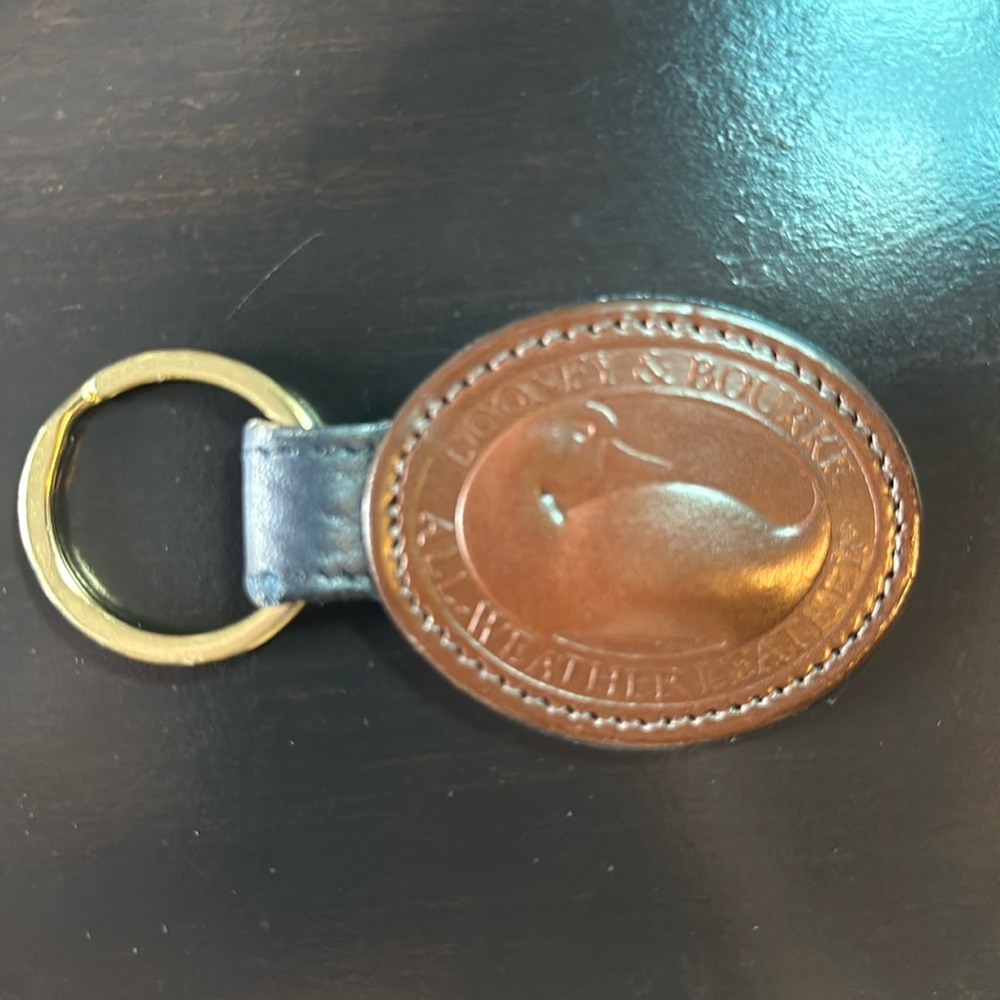 VTG Dooney & Bourke navy all weather duck key ring key fob